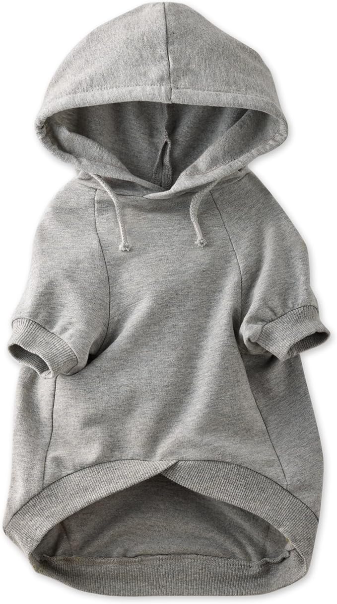 Pet Passion Rocky – The Original Lightweight Hooded Tee 100% Organic Cotton Dog Hoodie Pet Coat Sweater for All Sized Dogs, Heather Grey, X-Small (5-12 lbs)