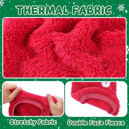 2 Pieces Dog Sweater for Small Dogs Winter Warm Puppy Sweater Fleece Cute Dog Clothes for Dogs Like Chihuahua Yorkie Thick Pet Clothing (Xmas Red, Green, X-Small)