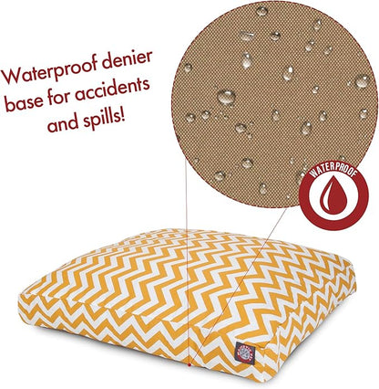 Majestic Pet Chevron Rectangle Dog Bed Washable – Non Slip Comfy Pet Bed – Crate Bed with Removable Washable Cover – Kennel Bed for Sleeping, Polyester Fiber, Large, Yellow
