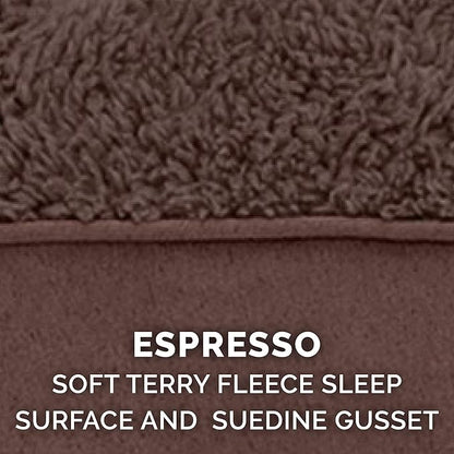 Furhaven Orthopedic Dog Bed for Large/Medium Dogs w/ Removable Washable Cover, For Dogs Up to 55 lbs - Terry & Suede Mattress - Espresso, Large