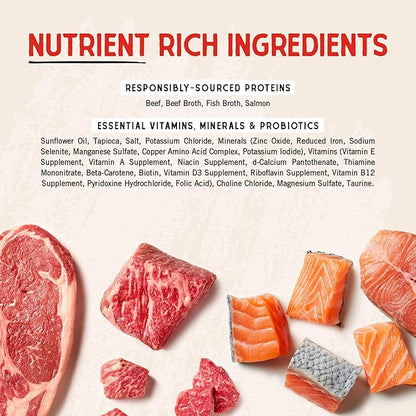 Stella & Chewy's Grass Fed Beef & Wild Caught Salmon Shredrs - Premium Dog Food Pouches - Perfect for Picky Eaters- 12 Pack, 2.8oz Each