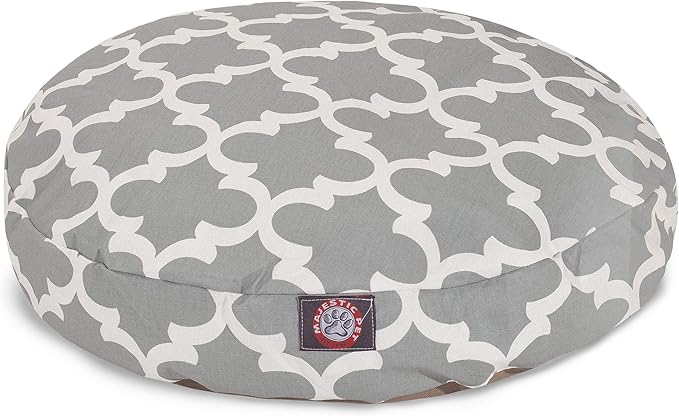Gray Trellis Small Round Indoor Outdoor Pet Dog Bed With Removable Washable Cover By Majestic Pet Products