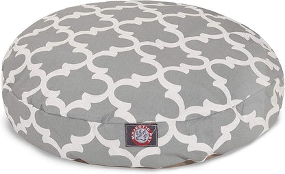 Gray Trellis Medium Round Indoor Outdoor Pet Dog Bed With Removable Washable Cover By Majestic Pet Products