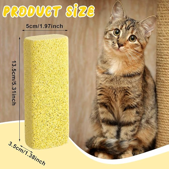 6 Pcs Abbyike Pet Hair Remover Rock Pumice Stone for Dog Cat Hair Pet Removal Cleaning Fur Removal Block Tool Scraper for Car, Carpet, Couch, Beding, Fufmiture Cleaning (5.3 x 2 x 1.4 Inch,Yellow)