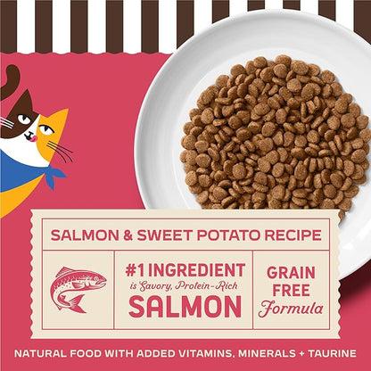 Merrick Purrfect Bistro Grain Free Salmon and Sweet Potato Recipe Natural Dry Cat Food for Adult Cats, High Protein, Outdoor or Indoor Cat Food - 4 lb. Bag