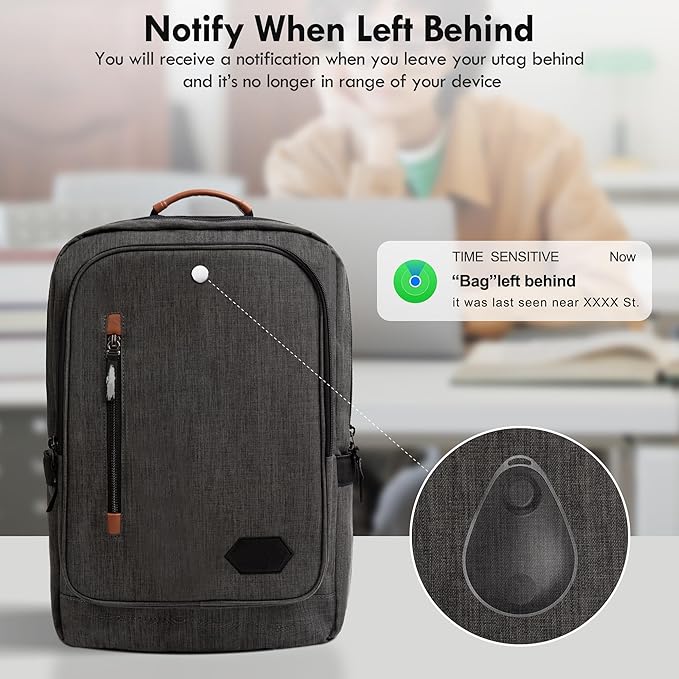 Utag GPS Tracker for Kids,4pcs Key Finder Works with Apple Find My (iOS only),Privacy Protection, Lost Mode, Waterproof,Bluetooth Tracker for Children, Seniors, Pets, Backpack (Black)
