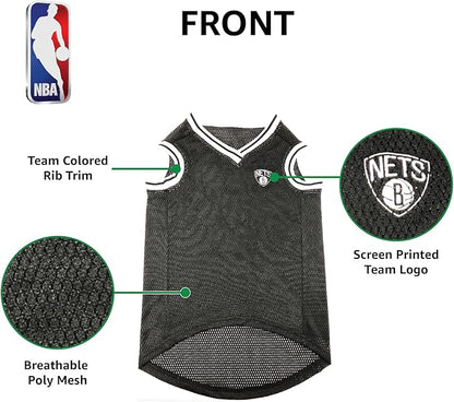 NBA PET Jersey Brooklyn NETS Basketball Dog Jersey, Large. Best Licensed Basketball Jersey for The Real Four-Legged Fan!