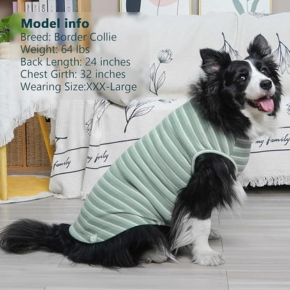 KYEESE 2Pack Waffle Dog Shirts, Lightweight Sleeveless Dog T Shirts for Large Dogs Boy Girl, Breathable Pet Vest Comfortable Tank Top Soft Dogs Clothes for Daily Wear, Green+Striped, 3XL