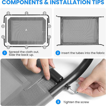 Simple Deluxe Cooling Elevated Dog Bed, Raised Portable Dog Cots Beds No-Slip Feet Durable Portable Indoor & Outdoor Pet Hammock Bed, 42x25.2x8 Inch, Grey