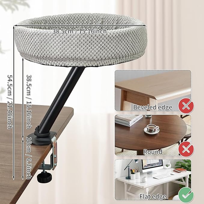 JIANWEI Cat Desk Bed - 360° Rotating Mounted Desktop Indoor Perch for Home Office, Apartment Elevated Cat Nest Office Desks and Game Tables, Island Table