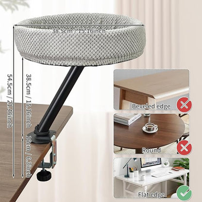 JIANWEI Cat Desk Bed - 360° Rotating Mounted Desktop Indoor Perch for Home Office, Apartment Elevated Cat Nest Office Desks and Game Tables, Island Table