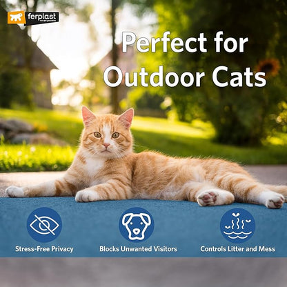 Ferplast Cosmic Outdoor Cat Litter Box - Waterproof Dog-Proof Cat Toilet with Tunnel Entry, High-Sided Base for Litter Containment, Easy-Clean Design, Durable Thermoplastic Resin in Blue