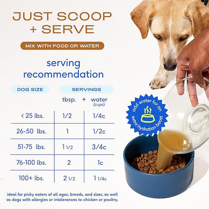 Native Pet Bone Broth for Dogs and Cats - Made with Real Beef Bone Broth, Dog Food Toppers for Picky Eaters- Provides Extra Hydration & Nutrition for Joint Strength, Immunity & Heart Health-192 Scoops
