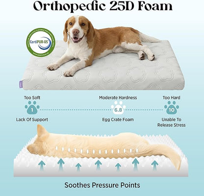 LE SURE Cooling Dog Bed for Small Dogs, Q-Max>0.5 Cooling Mat with Removable Washable Cover, Breathable Orthopedic Egg Crate Foam Summer Pad for Active/Long-Haired/Senior Pets/Cats/Puppy, 23x17 Inch