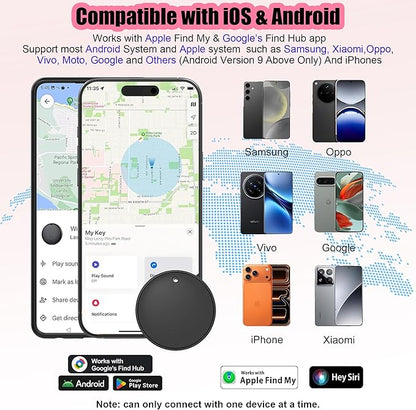 Air Tracker Smart Tags Android & iOS-4 Packs,Dual System Bluetooth Air Luggag Tracker Keys Finder/Item Locator Work with Apple Find My (iOS)&Google's Find Hub(Android) for Key,Backpack,Luggage Black