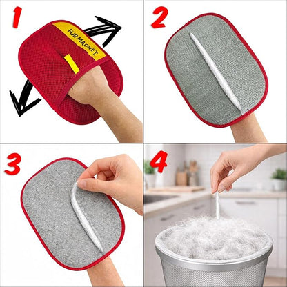 Pet Hair Removal Glove for Dogs and Cats, Electrostatic Magic Brush Tool for Furniture, Couch, Carpet, Car, Clothing, Reusable, Washable Lint Remover - 2 Pack