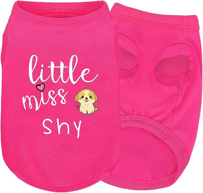 Pink Cotton Dog Shirt with 'Little Miss Shy' Print, Soft & Breathable Pet Apparel for Small to Large Dogs, All-Season Sleeveless Vest, Cute and Comfortable Dog Outfit.Pink Puppy 3XL