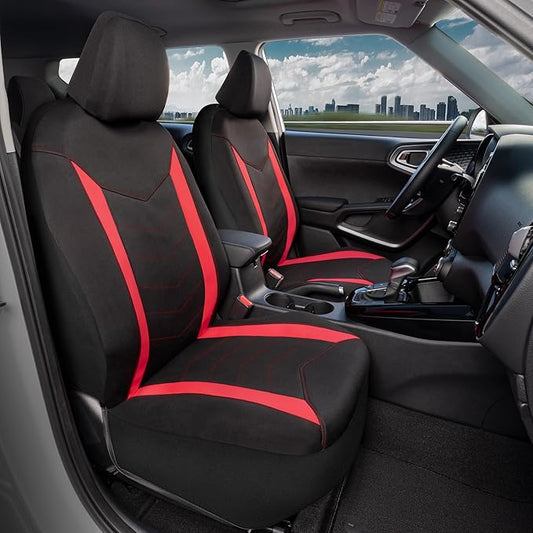 Motor Trend Neoprene Waterproof Seat Covers for Cars, Trucks, & SUV – Black & Red Automotive Interior Protectors - Rear Split Bench Protector for Kids Dogs & Pets – Forros para Asientos de Carro