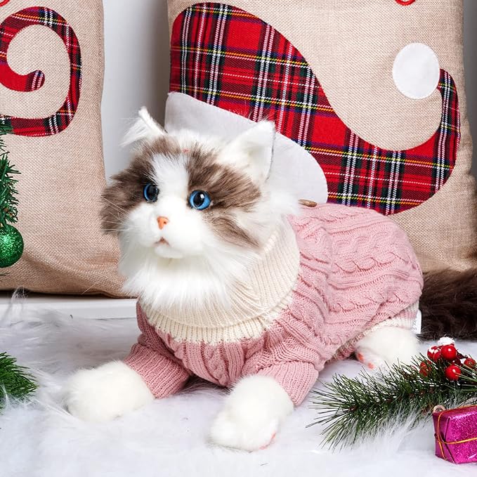 Topbuti Dog Sweater Turtleneck Knitwear Doggie Pullover Sweater Doggy Winter Coat Warm Pet Clothes Puppy Holiday Clothing Buttons Knitted Outfits for Small Cats Dogs Cold Weather (Medium)