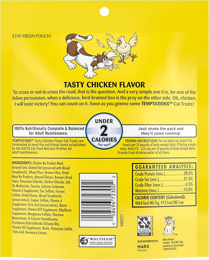 Temptations Cat Treats Classic Crunchy and Soft Cat Treats, Tasty Chicken Flavor, 6.3 oz. Pouch (Pack of 10)