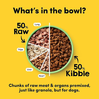 Raw Freeze Dried Dog Food RawMix50 Premium Grass-Fed Lamb Recipe, Protein Rich, Includes Kibble, Non-GMO, No Wheat or Corn, 4 lbs