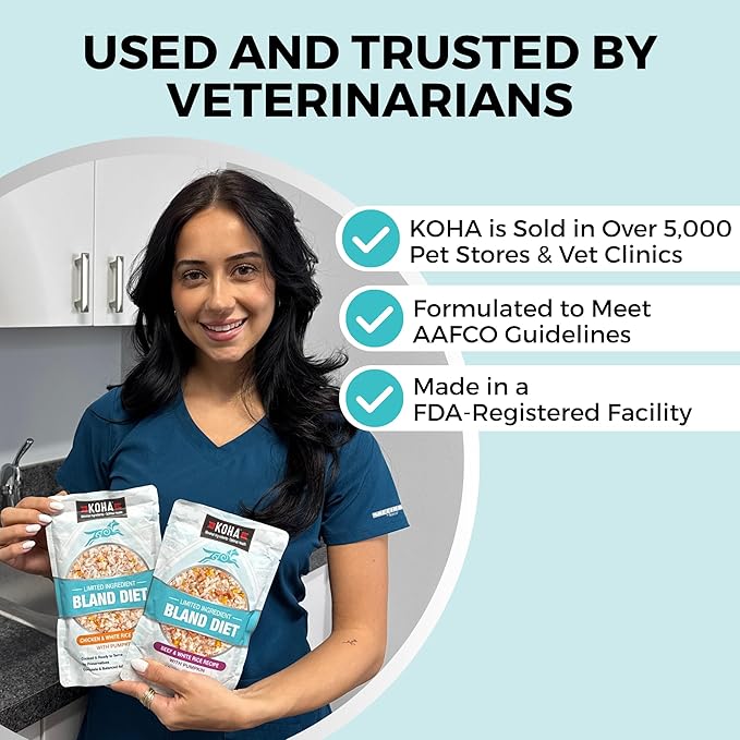 KOHA Pet Limited Ingredient Bland Diet for Dogs Value Pack, Chicken and White Rice Recipe Sensitive Stomach Wet Dog Food, Gentle Formula Easy to Digest Bland Diet Dog Food, Pack of 30