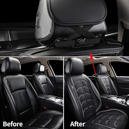 Coverado Front Seat Cover, Car Seat Covers Front Seats, Waterproof Leather Car Seat Cushion, 2PCS Universal Seat Covers for Cars, Car Seats Protector, Black Seat Covers Fit for Most Cars