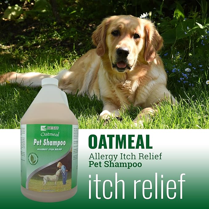 Kenic Oatmeal Anti-Itch Pet Shampoo with Almond Oil – Soothing, Conditioning & Deodorizing Relief for Dogs & Cats, Puppy-Safe, Made in USA