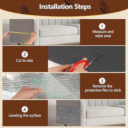 Cat Scratch Furniture Protector, 78.7"x15.8" Self Adhesive Cat Scratch Mat Pad,Cut to Fit DIY Replacement Carpet for Tree,Wall,Bed,Door, Couch Protector (Dark Grey)