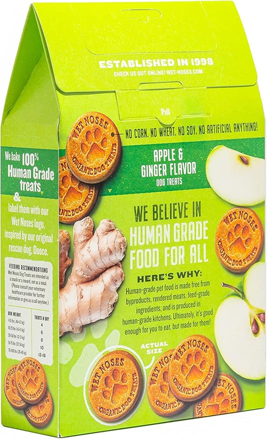 Wet Noses Organic Crunchy Dog Treats Grain Free – All-Natural, Human-Grade, Non-GMO, Healthy Training & Delicious Snacks for Dogs, for All Dog Sizes & Breeds – Apple & Ginger, 14oz (Single Pack)