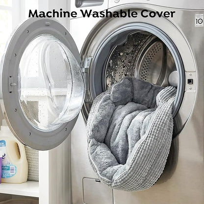 Veehoo Cute Dog Bed for Medium Sized Dogs, Orthopedic Waterproof Medium Pet Beds with Sides, High Back Non-Slip Bottom and Egg-Crate Foam Pet Couch Sofa with Washable Removable Cover Grey, 28"