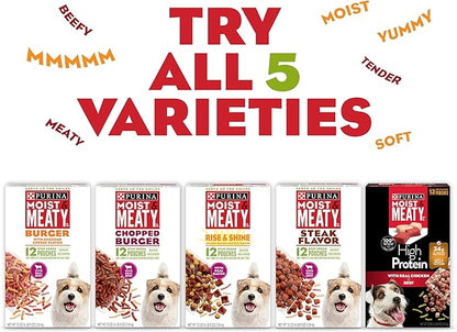 Purina Moist and Meaty Burger With Cheddar Cheese Flavor Dry Soft Dog Food Pouches - (Pack of 4) 12 ct. Pouches
