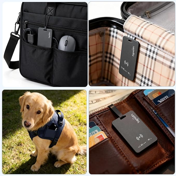 Wallet Tracker Card,MFi Certified Smart Tracker Compatible with iOS-Find My App,Ultra Slim 0.07in,IP68 Waterproof,Supports Wireless chargingTracker Card for Wallets,Luggage and Pets(iOS only)