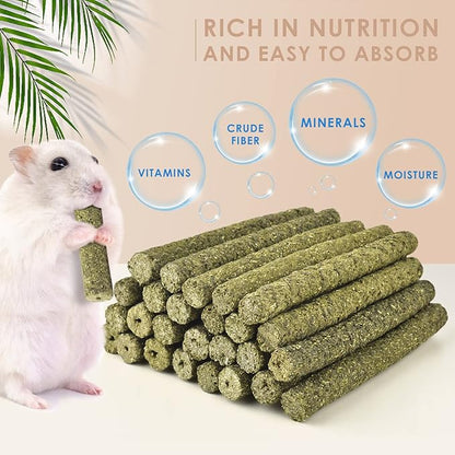 Bissap 76PCS Rabbit Chew Sticks, Mixed Natural Timothy Hay Flower Rose Dahlberg Daisy and Forget-me-not Chew Toys Treats for Bunny Chinchilla Guinea Pig Hamster and Other Small Pets Molar Snacks