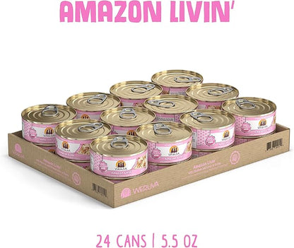 Weruva Classic Cat Food, Amazon Livin' with Chicken Breast & Chicken Liver in Gravy, 5.5oz Can (Pack of 24)
