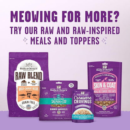 Stella & Chewy's Meowfulls Freeze Dried Cat Treats - Whitefish & Salmon Recipe - Raw Protein with Probiotics & Salmon Oil - 1 Calorie Per Treat - 1.5 oz