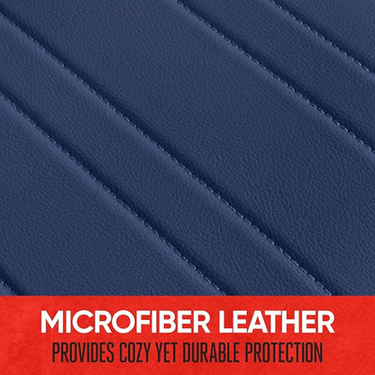 Motor Trend Seat Covers for Cars Trucks SUV, Faux Leather 2-Pack Blue Padded Car Seat Covers with Storage Pockets, Premium Interior Car Seat Cover