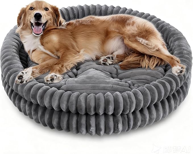 Washable Cat Bed Donut Dog Beds for Small Dogs with Corduroy Fleece Super Soft Pet Bed for Puppy and Kitten,27 * 27 * 6",Grey