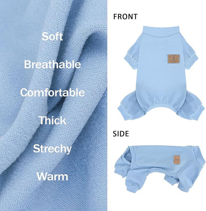XPUDAC 3 Pack Fleece Dog Pajamas Winter Dog Clothes for Small Medium Dogs Boy Girl Warm Soft Puppy Outfit Pet Costume, Light Sky Blue, Navy, Light Gray, XL