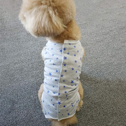 Dog’s Recovery Suit Post Surgery Shirt for Puppy, Wound Protective Clothes for Little Animals(Grey Stars-l)
