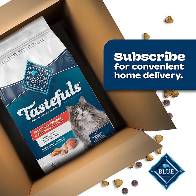 Blue Buffalo Tastefuls Weight & Hairball Control Natural Dry Food for Adult Cats, 3-lb. Resealable Bag