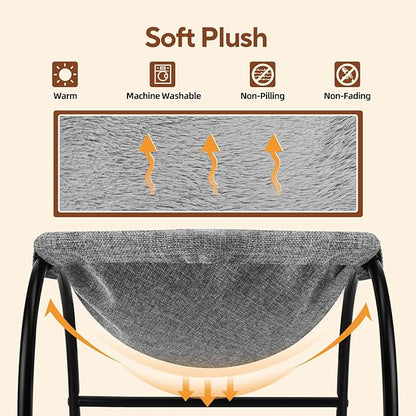 LIFLIX Raised Cat Hammock Bed, Pet Bed for for Indoor Cats, Standing Cat Cot with Washable Plush,17.1 x 17 x 9.5 inches