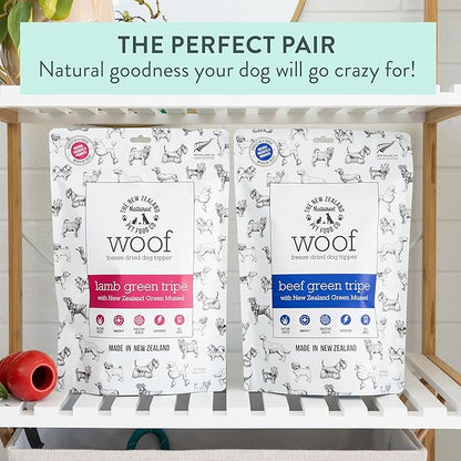 The New Zealand Natural Pet Food Co. WOOF Freeze Dried Dog Topper – Lamb Green Tripe, High Protein, Digestive Support, Topper or Treat – 6.3 oz