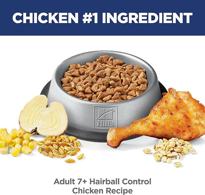 Hill's Science Diet Adult 7+ Hairball Control Dry Cat Food, Chicken, 7 lb. Bag