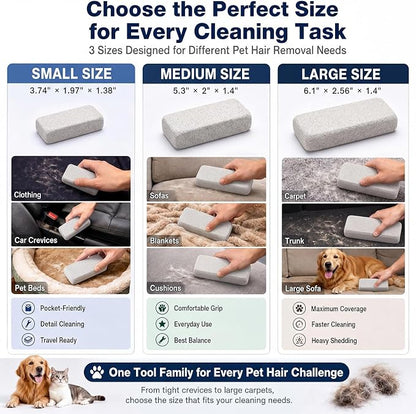 6 Pcs Abbyike Pet Hair Remover Rock Pumice Stone for Dog Cat Hair Pet Removal Cleaning Fur Removal Block Tool Scraper for Car, Carpet, Couch, Beding, Fufmiture Cleaning (5.3 x 2 x 1.4 Inch,Gray)