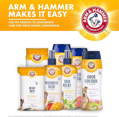 Arm & Hammer for Pets Odor Control Dry Shampoo Powder for Dogs & Puppies, Waterless Dog Deodorizer with Baking Soda, Paraben Sulfate and Dye Free Formula, Kiwi Blossom Scent, 4.2 Oz (Pack of 2)