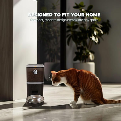 Automatic Cat Feeder, 6L Timed Dry Food Dispenser for Cats and Dogs, App Control, Portion Control, Scheduled Daily Meals, Up to 10 Meals Daily.
