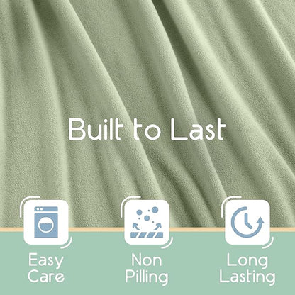 Full/Queen Size Microfleece Blanket | Fleece Bed Blanket | All-Season Comfort| Supersoft Lightweight Throw Blanket | Plush Throw Blanket for Bed Couch or Sofa | Travel Blanket | Pet-Friendly | Green