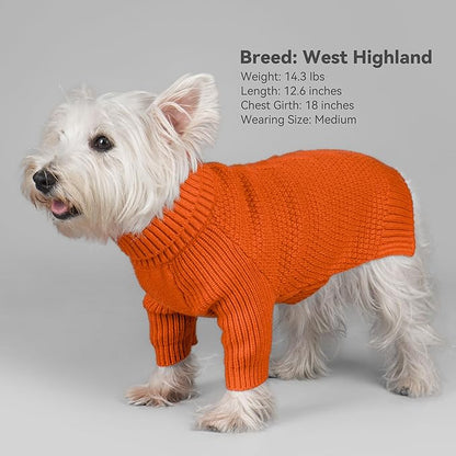 cyeollo Dog Sweater Pullover Turtleneck for Dogs, Classic Knitwear Fall Winter Cold Weather Dog Clothes Warm Pet Apparel Small Medium Large Pet Sweaters, Orange XL