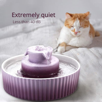 Wonder Creature Ceramic Cat Water Fountain, Stable Cupcake Design, 71oz | 2.1L Pet Fountain with Anti-Tip Ceramic Design, 2 Quiet Pumps, 360° Water Flow, 3 Filters for Cats and Dogs